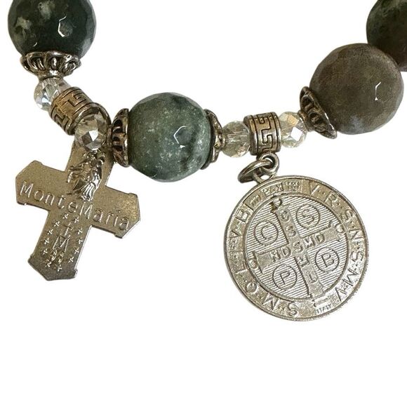 Ocean Jasper cross charm bracelet - Picture 5 of 7